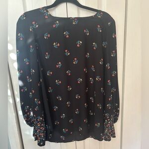 LOFT Floral Black Long Sleeved Blouse.